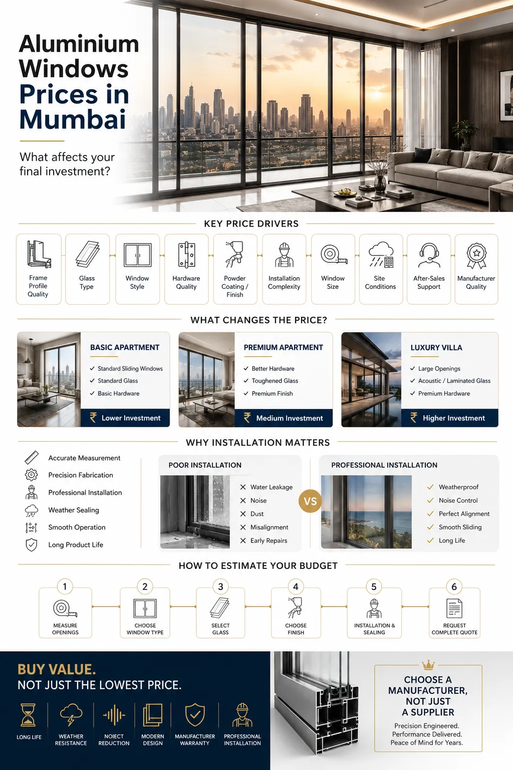 Aluminium windows pricing guide in Mumbai